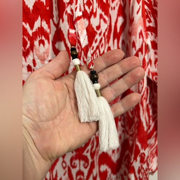 Chicos Boho Ikat Tassel Accent Popover Blouse Womens Size 20-22 - Picture 7 of 14